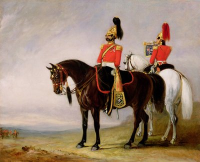 Colonel James Charles Chatterton (1792-1874) the 4th Royal Irish Dragoon Guards, on his Charger accompanied by his Trumpeter, c.1849 by John E. Ferneley